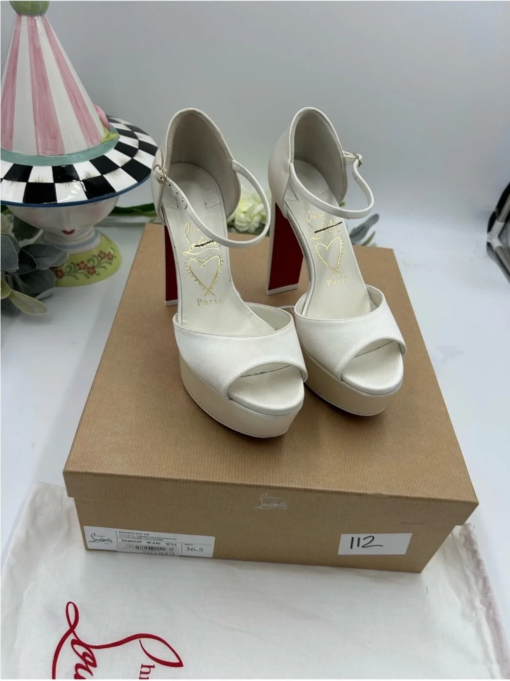 Women’s Christian Louboutin sandaloo 130mm sandals in ivory crêpe satin 36.5